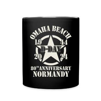 Omaha Beach 1944 D Day 2024 80th Anniversary - Full Colour Mug - black - Front