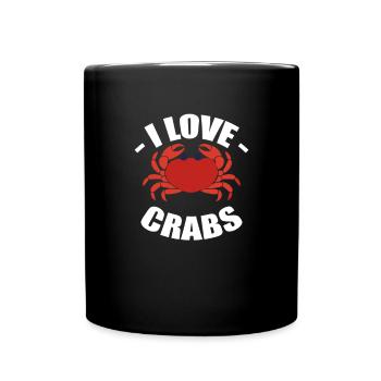 Crab Eating Crabs Lover Lobster Crabbing Seafood - Full Colour Mug - black - Front