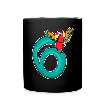 6 Birthday 6 years old with animal motif - six - Full Colour Mug - black - Front