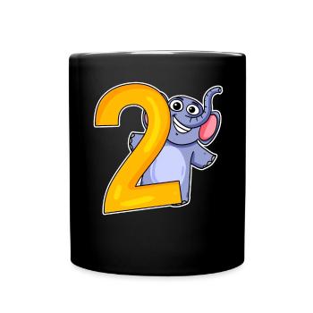 2 anniversaire 2 ans avec motif animal - deux - Mug uni - noir - Devant