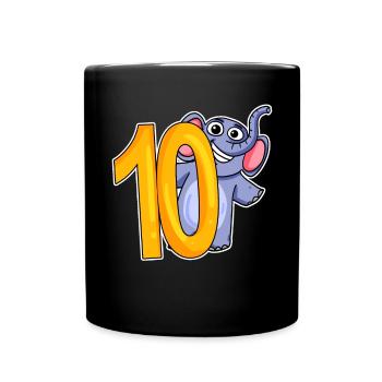 10 Geburtstag 10 Jahre alt mit Tier Motiv - zehn - Tasse einfarbig - Schwarz - Vorne