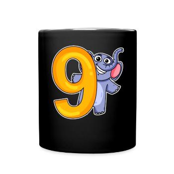9 Birthday 9 years old with animal motif - nine - Full Colour Mug - black - Front