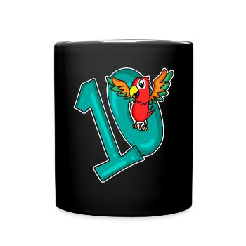 10 Geburtstag 10 Jahre alt mit Tier Motiv - zehn - Tasse einfarbig - Schwarz - Vorne