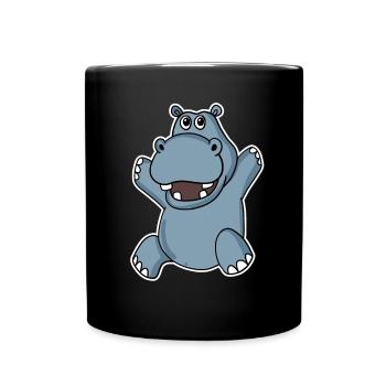 Niedliches Nilpferd - Tasse einfarbig - Schwarz - Vorne