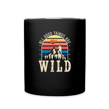 Wanderer Berg Lustiges Wandern - Tasse einfarbig - Schwarz - Vorne