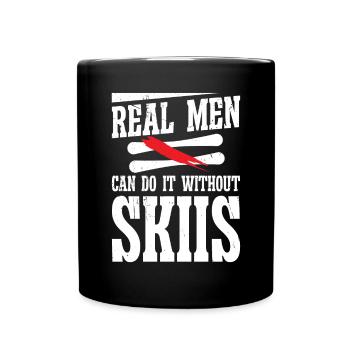 Real men can do it without skiis - Full Colour Mug - black - Front