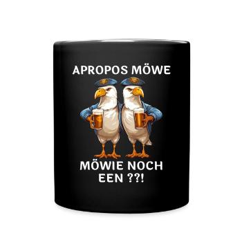 Möwen Bier - Tasse einfarbig - Schwarz - Vorne