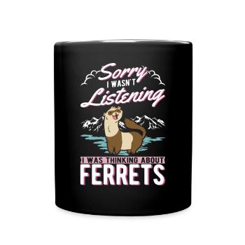 Frettchen Liebhaber Ferret Geschenk - Tasse einfarbig - Schwarz - Vorne