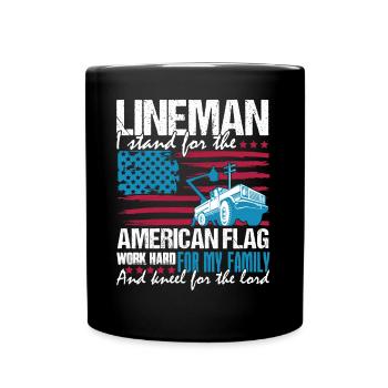 Lineman Lineman I Work Hard For Family - Full Colour Mug - black - Front