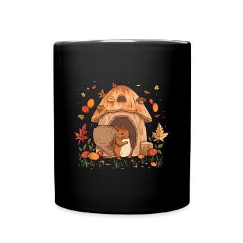 Squirrel Lover Cottagecore Aesthetic - Full Colour Mug - black - Front