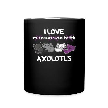 Asexuell Flag Pride LGBTQ süße Axolotl - Tasse einfarbig - Schwarz - Vorne