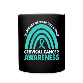 En janvier, nous portons Teal & White - Mug uni - noir - Devant