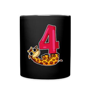 4th birthday motif giraffe - four years old - Full Colour Mug - black - Front