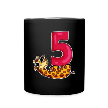 5 Birthday Motif Giraffe - Five Years Old - Full Colour Mug - black - Front