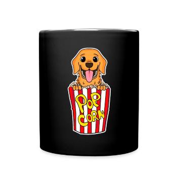 Popcorn Kino Hund Filme Film Filmabend - Tasse einfarbig - Schwarz - Vorne