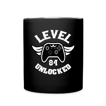 Level 84 Unlocked 84 Birthday - Full Colour Mug - black - Front