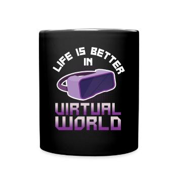 Virtual Reality VR Geschenk - Tasse einfarbig - Schwarz - Vorne