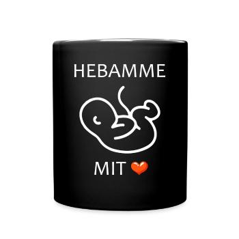 Hebamme mit Herz Baby eine Hebamme - Tasse einfarbig - Schwarz - Vorne