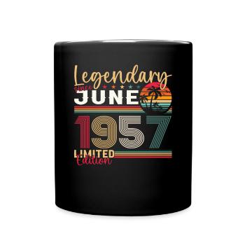 66. Geburtstag Juni Jahrgang 1957 Legendary - Tasse einfarbig - Schwarz - Vorne