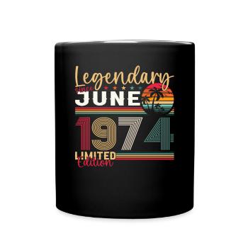 49ème anniversaire Juin Millésime 1974 Légendaire - Mug uni - noir - Devant