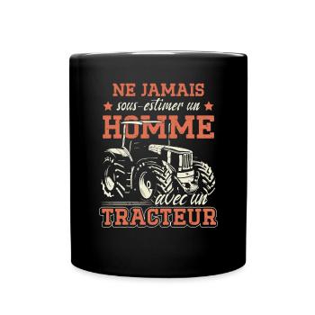 Ne Jamais Sous-Estimer Un Homme Avec Un Tracteur - Mug uni - noir - Devant