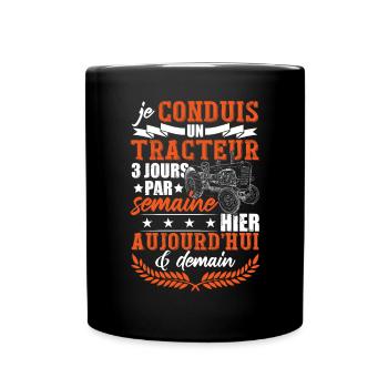 Conducteur De Tracteur Paysan - Mug uni - noir - Devant