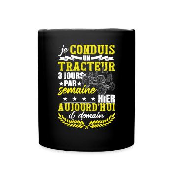 Fermier Paysan Tracteur Dicton Agriculture - Mug uni - noir - Devant