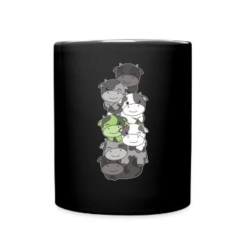 Agender Flag Pride LGBTQ Cute Cow Stack - Full Colour Mug - black - Front