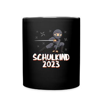 Schulkind 2023 Ninja - Tasse einfarbig - Schwarz - Vorne