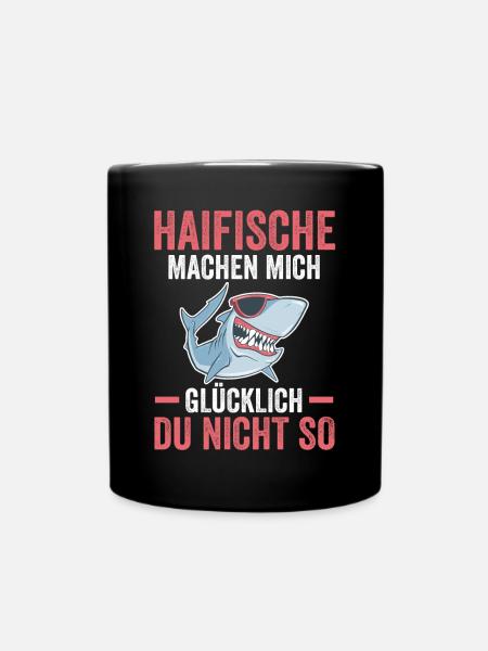 Fische Haifisch - Tasse einfarbig - Schwarz