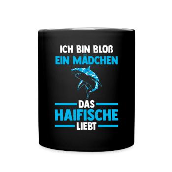 Fische Haifisch - Tasse einfarbig - Schwarz - Vorne
