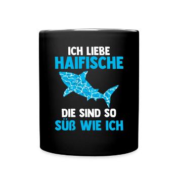 Fische Haifisch - Tasse einfarbig - Schwarz - Vorne