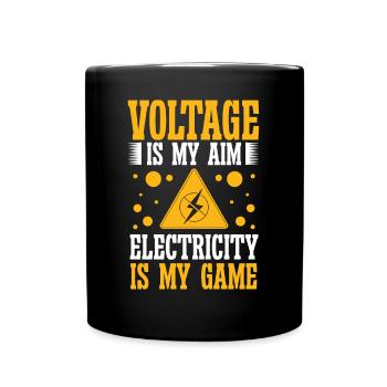 Elektriker Electricity Is My Game Elektroingenieur - Tasse einfarbig - Schwarz - Vorne