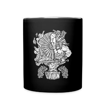 Viking blacksmith runes hammer and sword - Full Colour Mug - black - Front