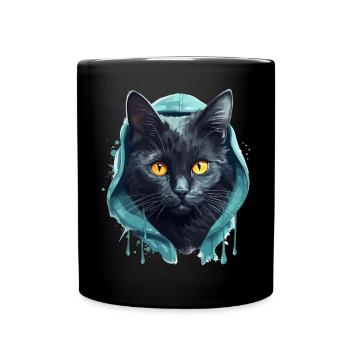 Cat Head Black Cat Bombay Happy Cat Cats - Full Colour Mug - black - Front