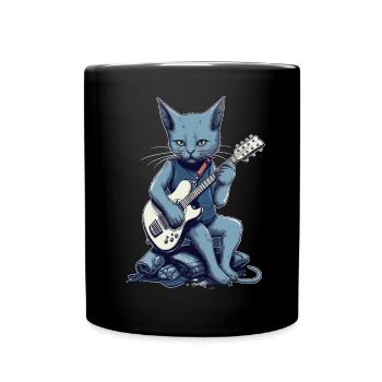 Musicien Russe Chat Bleu Guitariste Chats - Mug uni - noir - Devant