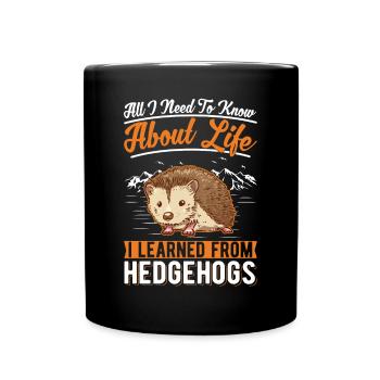 Igel Geschenk Stacheligel - Tasse einfarbig - Schwarz - Vorne