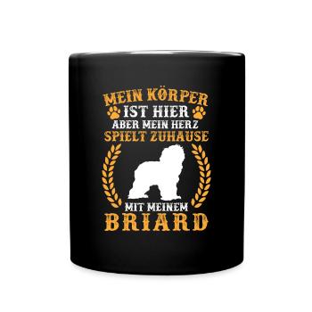 Spiele mit meinem Briard Berger de Brie - Tasse einfarbig - Schwarz - Vorne