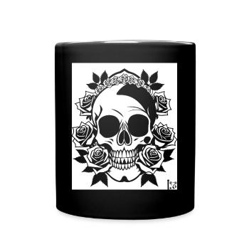 Horror Schädel Schädel Kunst Schädel Gothic Heavy Metal - Tasse einfarbig - Schwarz - Vorne