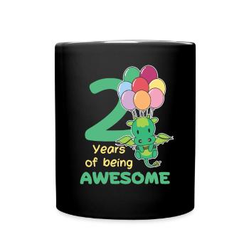 Drache zum 2. Geburtstag Kinder zwei Jahre alt - Tasse einfarbig - Schwarz - Vorne