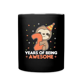 Paresseux pour les enfants de 2e anniversaire de deux ans - Mug uni - noir - Devant