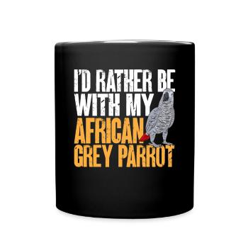 Graupapagei African Grey Parrot Papagei - Tasse einfarbig - Schwarz - Vorne