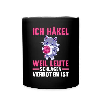 Stricken Nähen Katze Häkeln - Tasse einfarbig - Schwarz - Vorne