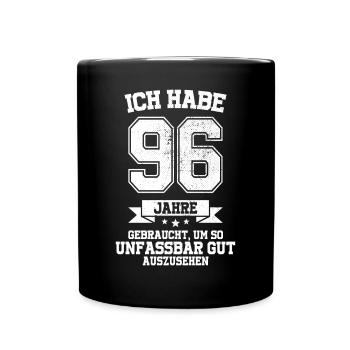 96. Geburtstag Geschenk Habe 96 Jahre Gebraucht - Tasse einfarbig - Schwarz - Vorne
