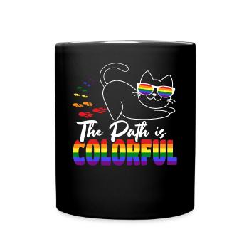The Path Is Colorful Cute LGBTQ Pride Rainbow - Full Colour Mug - black - Front