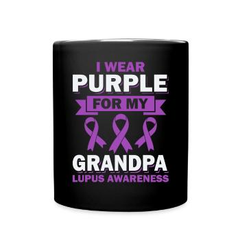 Je porte du violet pour mon grand-père lupus - Mug uni - noir - Devant