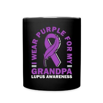 I wear purple for my grandfather lupus - Full Colour Mug - black - Front