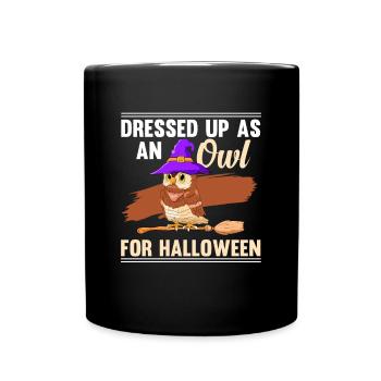 Birds Of Prey Owlet Dressed Up As An Owl For Hello - Full Colour Mug - black - Front