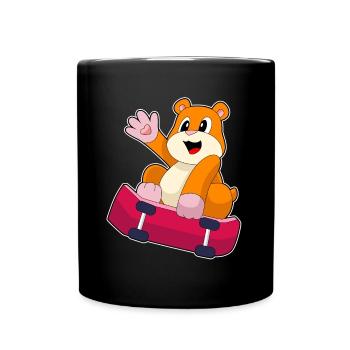 Hamster Skater Skateboard - Tasse einfarbig - Schwarz - Vorne