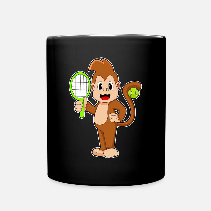 Affe Tennis Tennisschläger - Tasse einfarbig - Schwarz